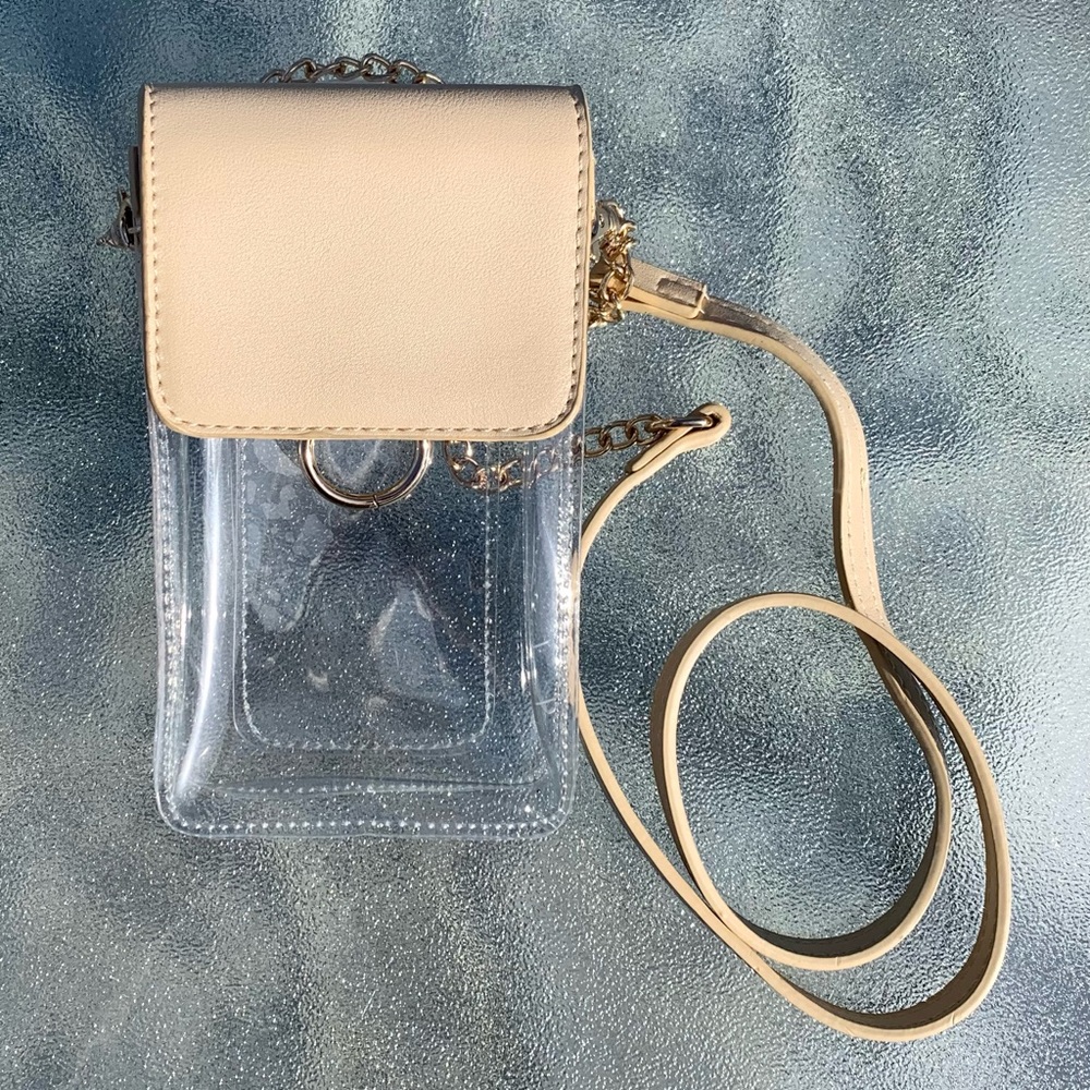 Clear See-Through Crossbody Stadium Bag ~ Beige